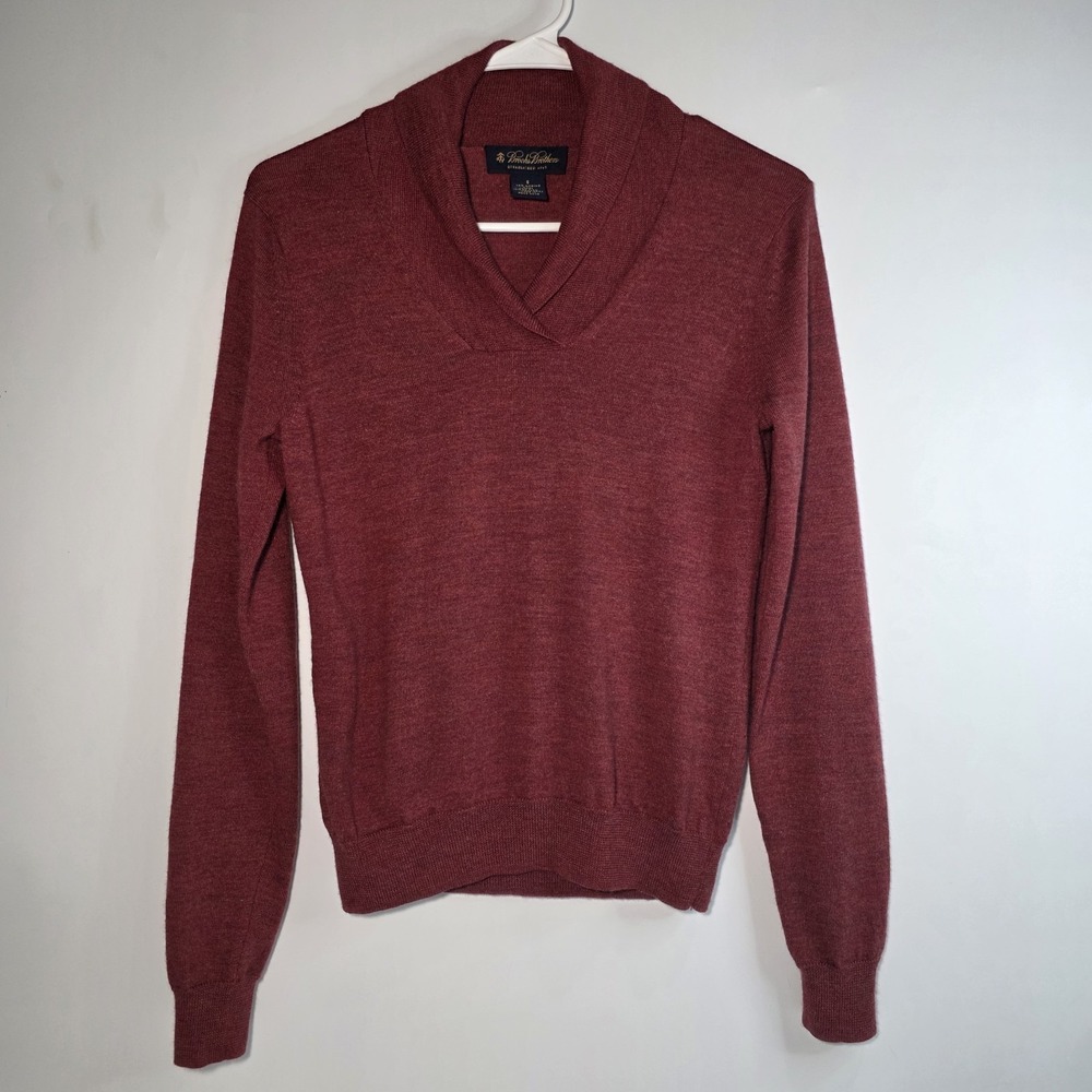 Vintage Brooks Brothers Shawl Collar Sweater Mens Small Long Sleeve Merino Wool